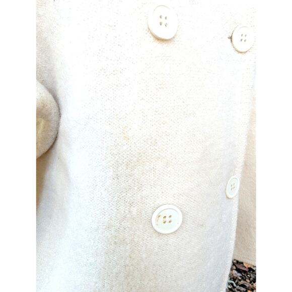 Rosanna 100% Wool Cream Double Breasted Button Cardigan Sweater Large Preppy - Picture 8 of 8